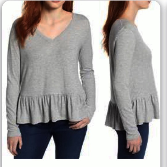 CASLON PEPLUM TOP. LIGHT GREY NWT - Picture 2 of 5